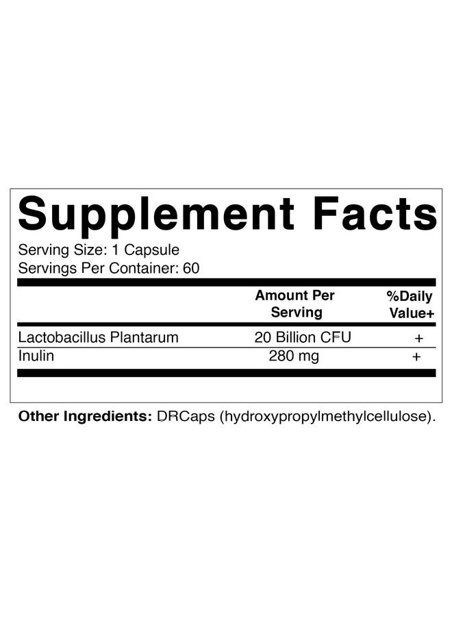 Vitamatic Lactobacillus Plantarum - 20 Billion per DR Capsule - 60 Count - Digestive Support - Made with Prebiotic Inulin Fiber - Image 2