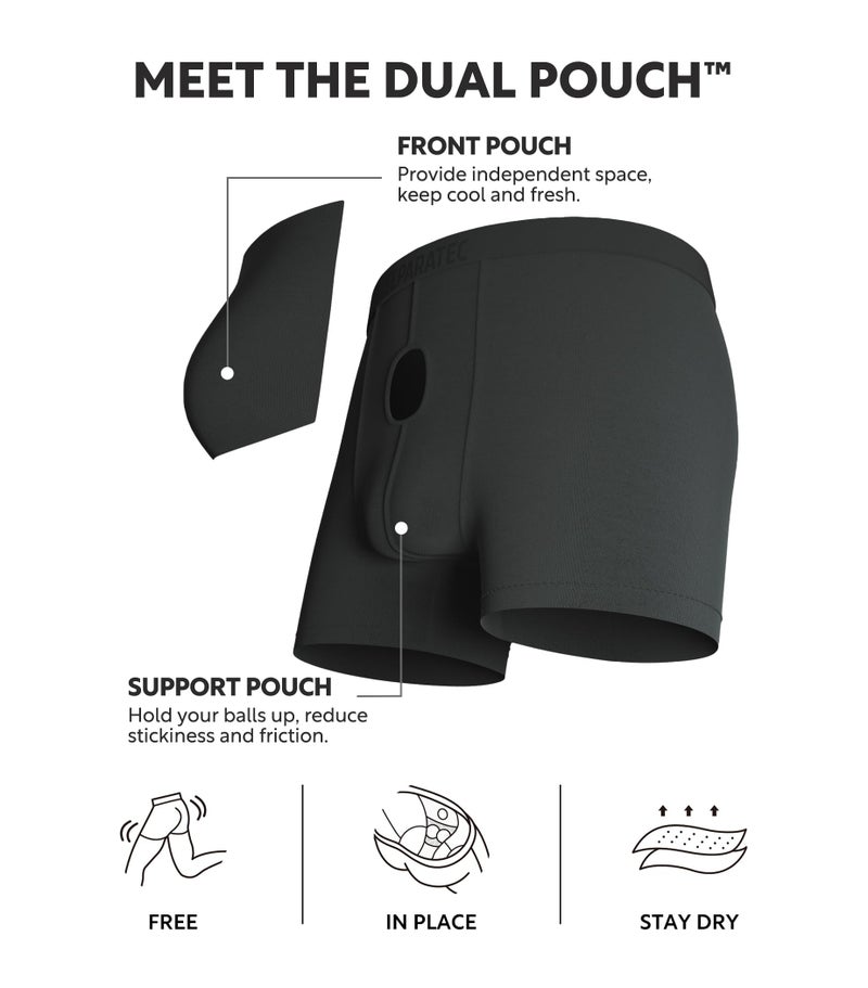 Separatec Mens Underwear with Pouch for balls Anti Chafing Underwear Men Athletic Sport Performance Long Boxer Briefs 3 Pack(L,Black) - Image 2