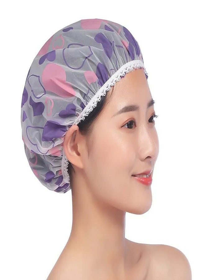 MobFest® 2 Pcs Reusable Eva Shower Cap Waterproof Elastic Hair Spa Dye Women Bathing Salon Bathroom Caps, Multi-design - Image 1