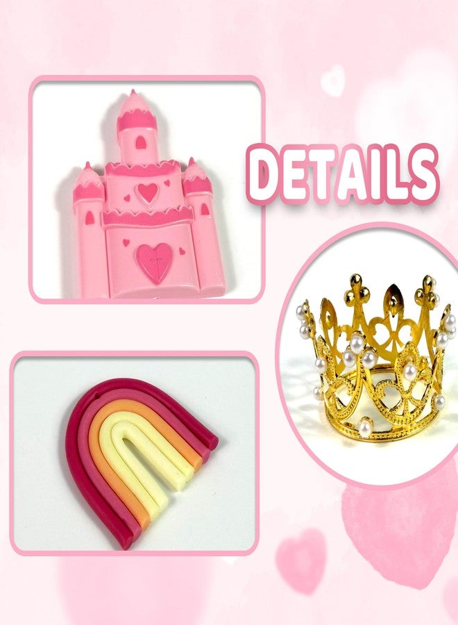 DRWATE Princess Cake Toppers Castle Cake Decorations with Bows Butterflies Balls Rainbow for Princess Themes Birthday - Image 4