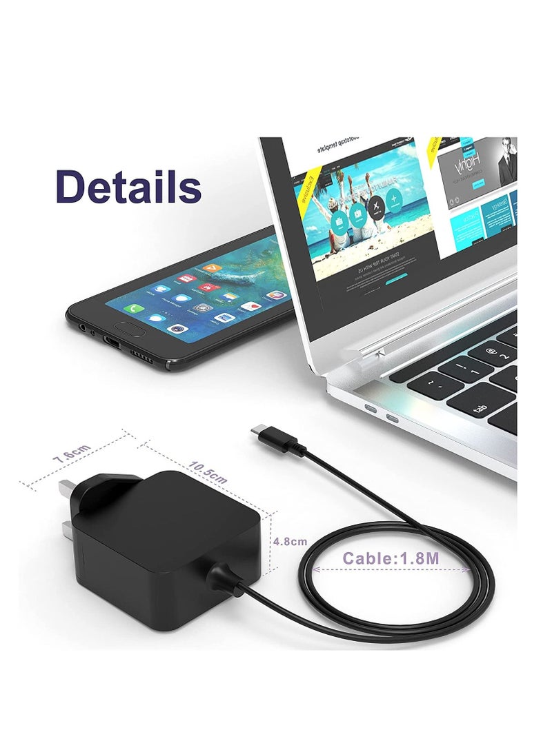 65W 45W USB TYPE C Laptop Charger for Lenovo Chromebook ThinkPad X1 Carbon Yoga ADLX65YDC2A Fit for HP Dell Acer Asus Laptop with USB-C Charging  - Image 3