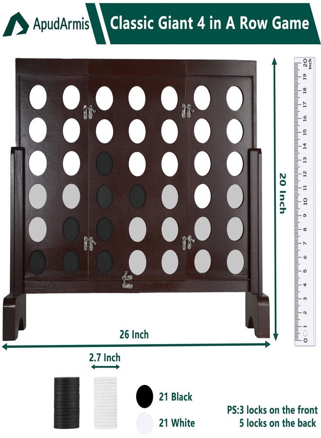 ApudArmis Wooden 4 in a Row Game, Classic Wooden 4-to-Score Game Set with Coins & Carrying Bag-Indoor Outdoor Games for Adults Family - Image 2
