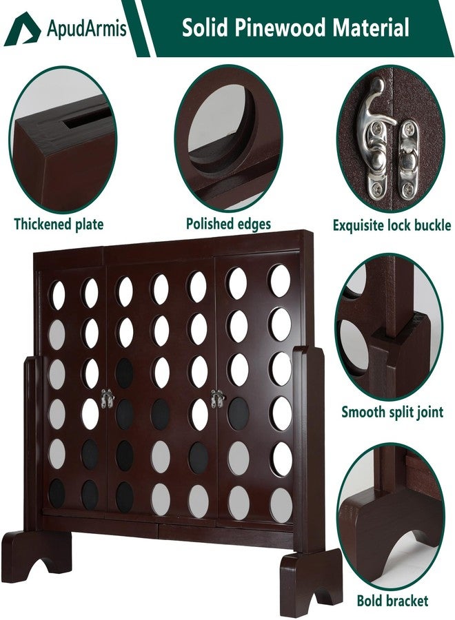 ApudArmis Wooden 4 in a Row Game, Classic Wooden 4-to-Score Game Set with Coins & Carrying Bag-Indoor Outdoor Games for Adults Family - Image 3