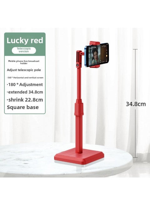 Invisible Mobile Phone Bracket Live Bracket Desktop Bracket Shake Tone Lazy People Online Class Telescopic Floor Top Shot Bracket-Colour:Upgraded Telescopic Model + Lucky Red