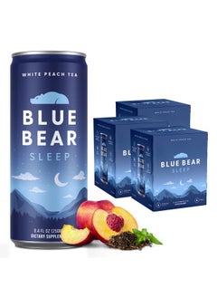 Blue Bear Melatonin Sleep Drink, Sleep Tea for Bedtime Support, White Peach Tea with Melatonin (5mg), Lavender, Ashwagandha, Chamomile, GABA, L-Theanine, Caffeine-Free, Zero Sugar, 8.4 Fl Oz 12-Pack