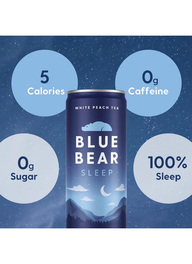 Blue Bear - Blue Bear Melatonin Sleep Drink, Sleep Tea for Bedtime Support, White Peach Tea with Melatonin (5mg), Lavender, Ashwagandha, Chamomile, GABA, L-Theanine, Caffeine-Free, Zero Sugar, 8.4 Fl Oz 12-Pack - Image 1