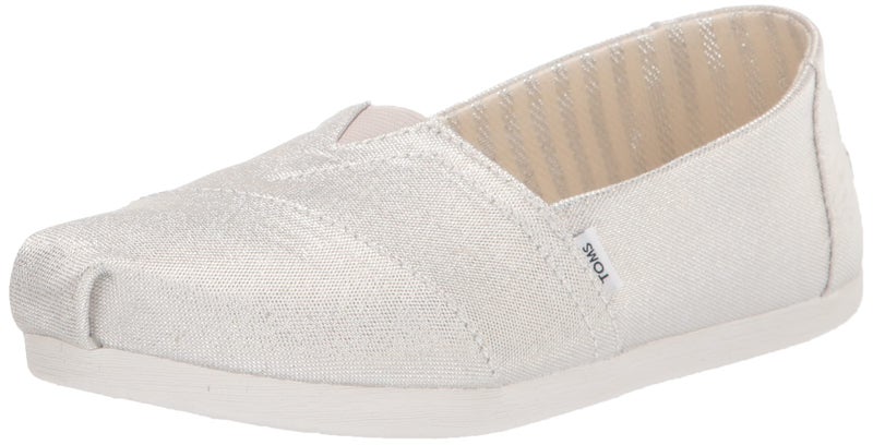 TOMS Women's Alpargata Loafer Flat, Silver Glimmer, 8.5 - Image 1