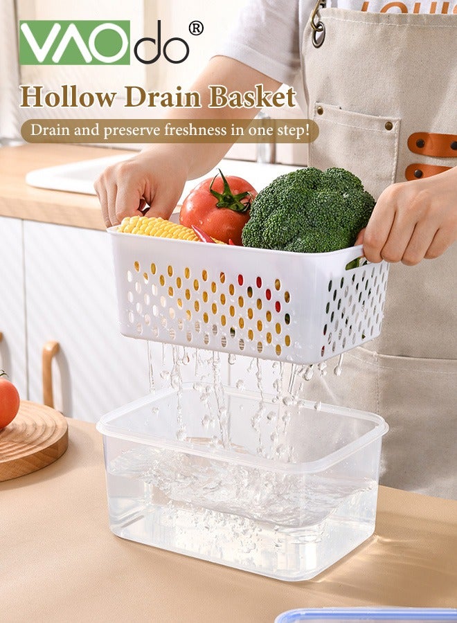 VAOdo 3 PCS Fruit Storage Containers for Fridge with Removable Colander, ,BPA Free Airtight Food Storage Container, Dishwasher Safe Produce Saver Container for Refrigerator, Keep Berry Fruit Vegetable Fresh Longer for Vegetable Fruit Berry Salad Lettuce - Image 3