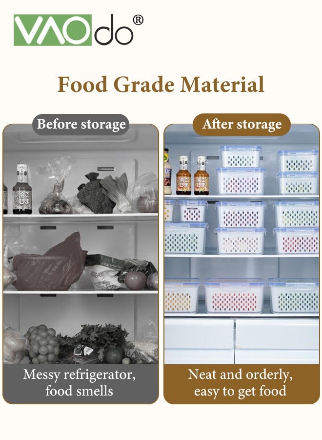 VAOdo 3 PCS Fruit Storage Containers for Fridge with Removable Colander, ,BPA Free Airtight Food Storage Container, Dishwasher Safe Produce Saver Container for Refrigerator, Keep Berry Fruit Vegetable Fresh Longer for Vegetable Fruit Berry Salad Lettuce - Image 5