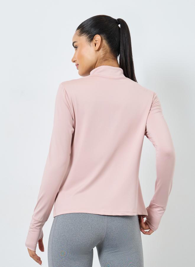 ستايلي اكتيف بلوزة بنصف سحَّاب غلق مع فتحة إبهام - Image 4