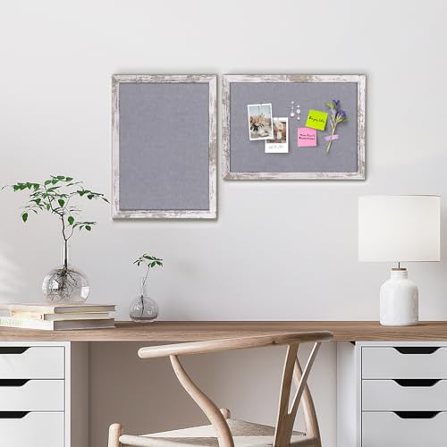 Aitakatta Gray Felt Bulletin Board, 17x13 inches Decorative Hanging Bulletin Boards for Walls with White Rustic Wood Frame, Pin Board Vision Board for Office Home School with Pins (4333,WH,1pc) - Image 4