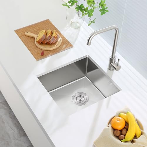 MENATT 15-inch Undermount Kitchen Bar Sinks, 304 Stainless Steel Handmade Bar Sink Undermount, Single Bowl Kitchen Sink Brushed, 15" x 17" x 8" - Image 2