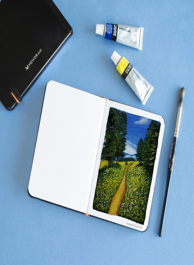 MENORAH - Sketchbooks for Artists-A6-180 GSM-(Pack of 2 Combo)-(100 Pages/50 Sheets)-Drawing Book for Artists-(Landscape 10.5 x 14.8 cm & Portrait 14.8 x 10.5 cm)-Completely Handmade-Combo-Black - Image 5