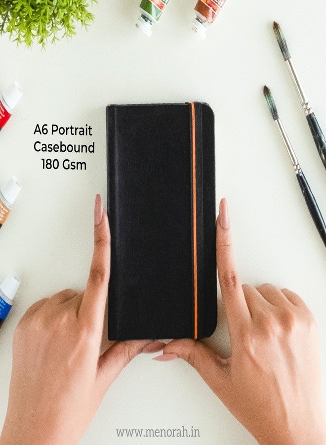 MENORAH - Sketchbooks for Artists-A6-180 GSM-(Pack of 2 Combo)-(100 Pages/50 Sheets)-Drawing Book for Artists-(Landscape 10.5 x 14.8 cm & Portrait 14.8 x 10.5 cm)-Completely Handmade-Combo-Black - Image 2