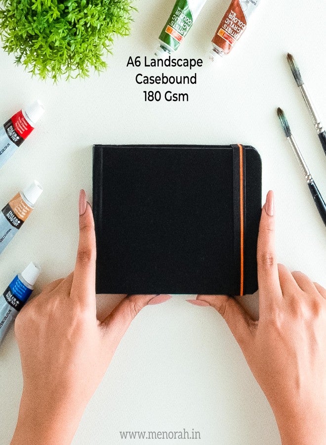MENORAH - Sketchbooks for Artists-A6-180 GSM-(Pack of 2 Combo)-(100 Pages/50 Sheets)-Drawing Book for Artists-(Landscape 10.5 x 14.8 cm & Portrait 14.8 x 10.5 cm)-Completely Handmade-Combo-Black - Image 3