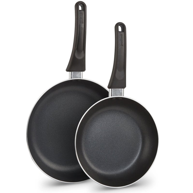 GoodCook Nonstick Aluminum Frying Pan Set, 8" and 10" Skillets, Black, Even Heating, Stay-Cool Ergonomic Handle, PFOA-Free Nonstick Coating, Ideal for SautÃ©ing, Searing, and Frying - Image 1