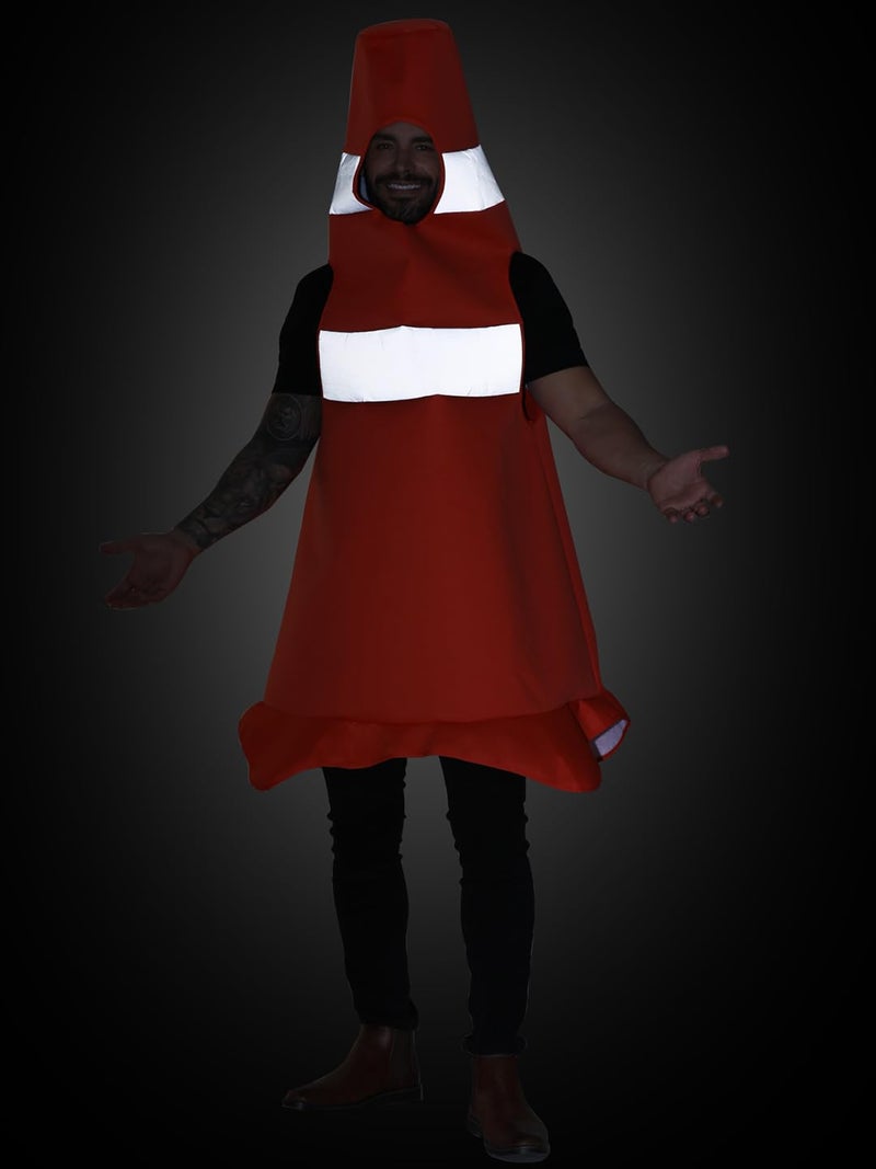 Seasons Construction Cone Costume for Man, Funny Traffic Cone Halloween Costume for Adult - Image 4