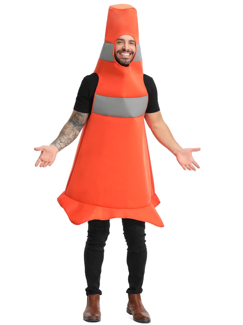 Seasons Construction Cone Costume for Man, Funny Traffic Cone Halloween Costume for Adult - Image 2