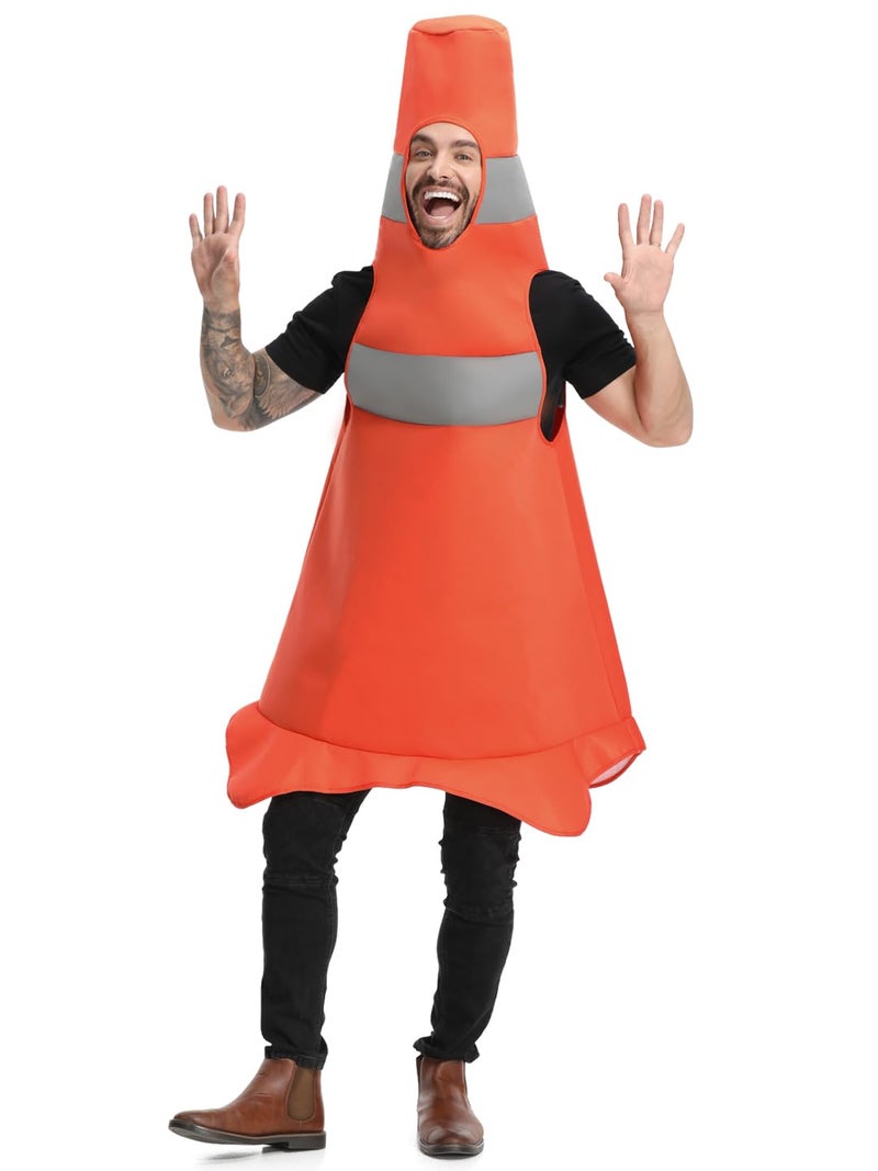 Seasons Construction Cone Costume for Man, Funny Traffic Cone Halloween Costume for Adult - Image 1