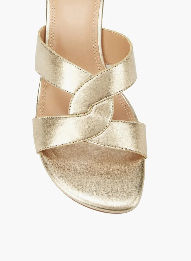 Celeste Women's Solid Slip-On Cross Strap Sandals with Kitten Heels