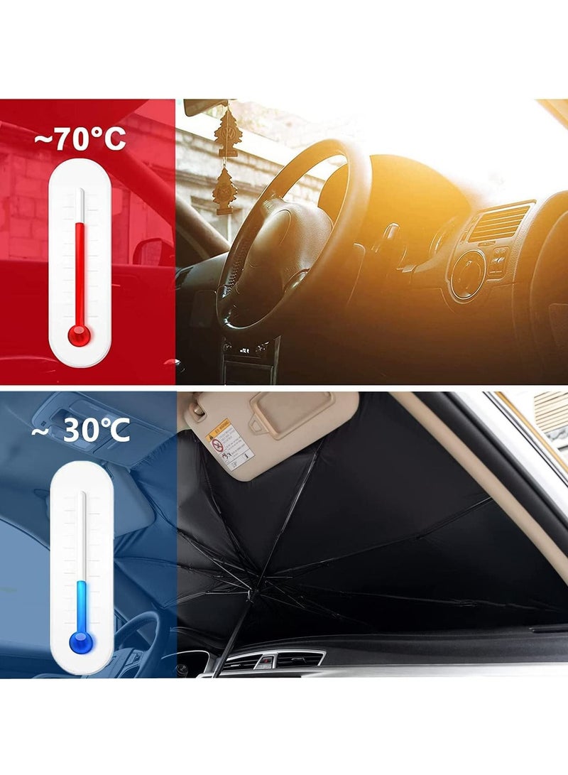 car sun shade umbrella for windshield,foldable sunshades umbrella for car front windshield Blocks UV Rays heat，Sun Visor Protector Keep Vehicle Cool and Protects Auto Interior (145cm*79cm) - Image 2