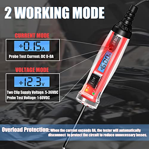 AWBLIN Power Circuit Probe Tester, LCD Digital Automotive Test Light with Voltage Display&Illumination, DC Voltage Tester, Electrical System Tool, Relay Fuse Continuity Current Test. - Image 4