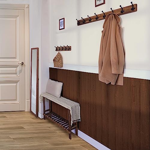 WEBI Rustic Coat Rack Wall Mount,5 Cast Iron Coat Hooks Wall Mounted Coat Hanger Heavy Duty Antique Vintage Hooks for Hanging Jacket,Clothes,Brown - Image 5