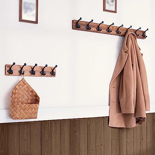 WEBI Rustic Coat Rack Wall Mount,5 Cast Iron Coat Hooks Wall Mounted Coat Hanger Heavy Duty Antique Vintage Hooks for Hanging Jacket,Clothes,Brown - Image 3