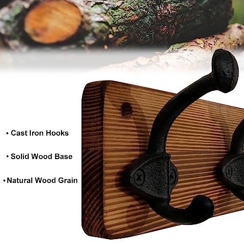 WEBI Rustic Coat Rack Wall Mount,5 Cast Iron Coat Hooks Wall Mounted Coat Hanger Heavy Duty Antique Vintage Hooks for Hanging Jacket,Clothes,Brown - Image 4