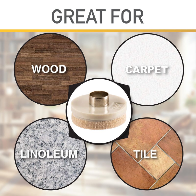 Softtouch 1"" Round Nail-On Heavy Duty Felt Furniture Pads For Wood Furniture, Protect Hard Floor Surfaces From Scratches, Beige (48 Pack) - Image 3