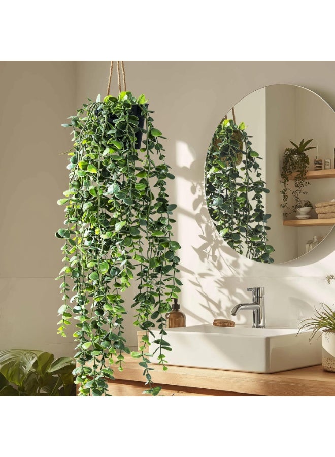 ALAMAREQ Artificial Hanging Plant 2 Pcs Faux Plant Ivy Vine Faux Eucalyptus Vines Fake Potted Greenery for Wall Living Room Home Shelf Office Bathroom Outdoor Indoor Decor - Image 3