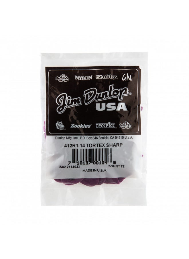 JIM DUNLOP Dunlop Tortex Sharp Guitar Picks 1.14mm Purple 72 Pack  - Image 5