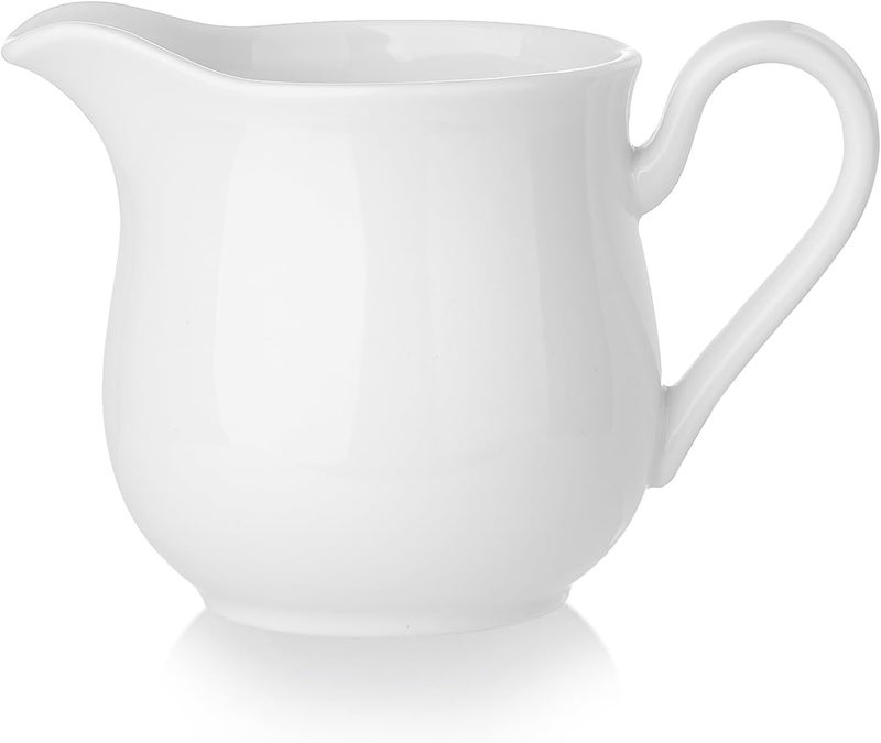 CHILDIKE 8 OZ Ceramic Creamer with Handle, Coffee Milk Creamer Pitcher White Serving Sauce Pitcher for Kitchen - Image 1