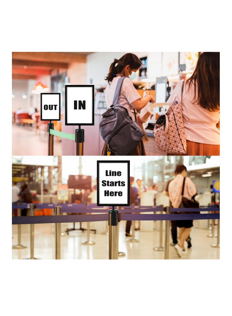 SYOSI 2PCS Stanchion Sign Holder (8.3 x 11.7 Inch), Portrait Top Stand Poster Display Frame Double Sided Frame Crowd Control Accessory Queue Management Tool for Crowd Control Sentry Stanchions (Black, Iron)  - Image 5