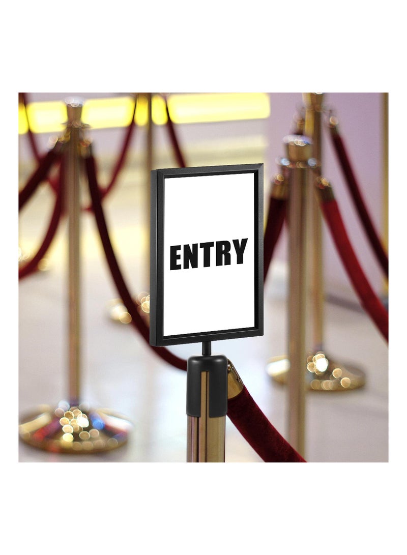 SYOSI 2PCS Stanchion Sign Holder (8.3 x 11.7 Inch), Portrait Top Stand Poster Display Frame Double Sided Frame Crowd Control Accessory Queue Management Tool for Crowd Control Sentry Stanchions (Black, Iron)  - Image 4
