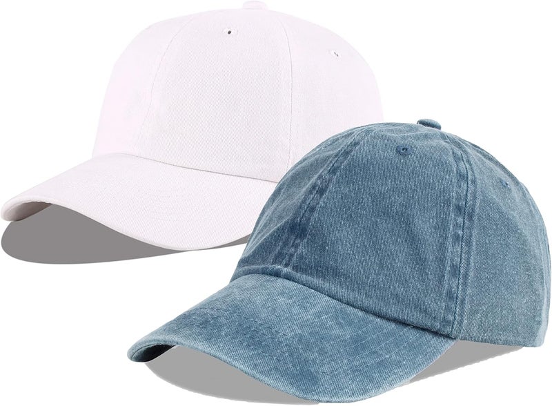 Unisex Baseball Cap 100% Cotton Fits Men Women Washed Denim Adjustable Dad Hat