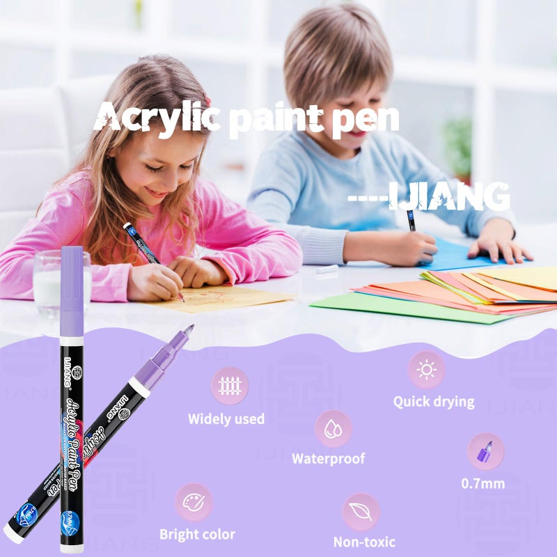 Ijiang Acrylic Paint Markers 24 Colors  0.7Mm Extra Fine Tip Premium Acrylic Paint Pens For Rock Painting  Fabric  Stone  Wood  Glass  Ceramic  Christmas Gifts For Teens - Grandkids Diy Art Supplies - Image 4