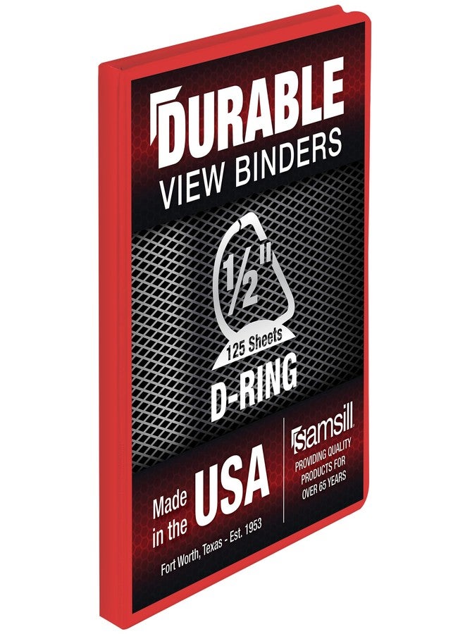 Samsill Durable 0.5 Inch Binder, D Ring Binder, Customizable Clear View Cover, Ruby Red, Holds 125 Pages - Image 1