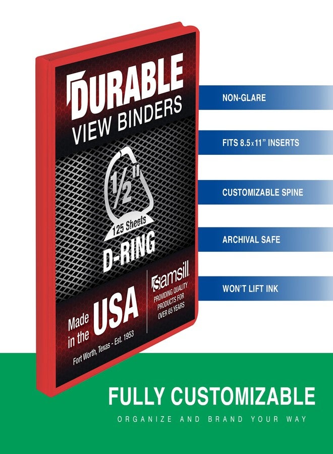Samsill Durable 0.5 Inch Binder, D Ring Binder, Customizable Clear View Cover, Ruby Red, Holds 125 Pages - Image 2