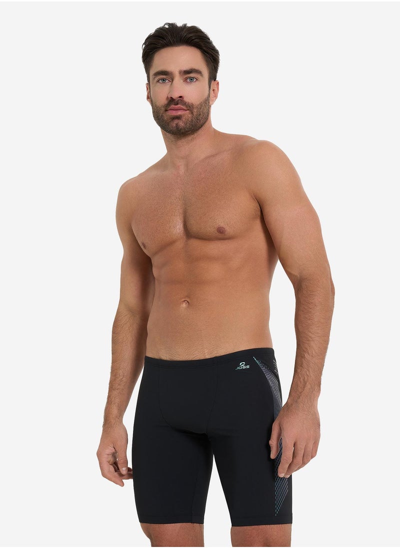 Joss Joss Men's Swimming Trunks-Shorts Black – Recycled Fibers, Aquaforce Fabric with Lycra XtraLife, Chlorine-Resistant, Adjustable Waist for Comfort  - Image 1