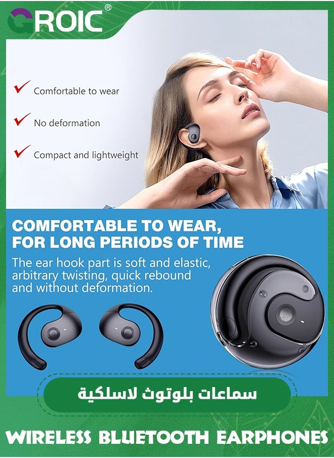 GROIC The Black Earphone Wireless Bluetooth, Headphones, Earbuds Bluetooth Headphones,Ipx5 Waterproof Stereo Noise Reduction BT 5.4 Earphones  - Image 2