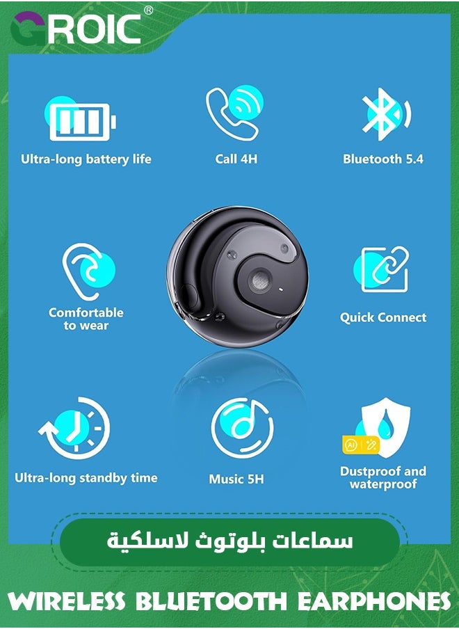 GROIC The Black Earphone Wireless Bluetooth, Headphones, Earbuds Bluetooth Headphones,Ipx5 Waterproof Stereo Noise Reduction BT 5.4 Earphones  - Image 5