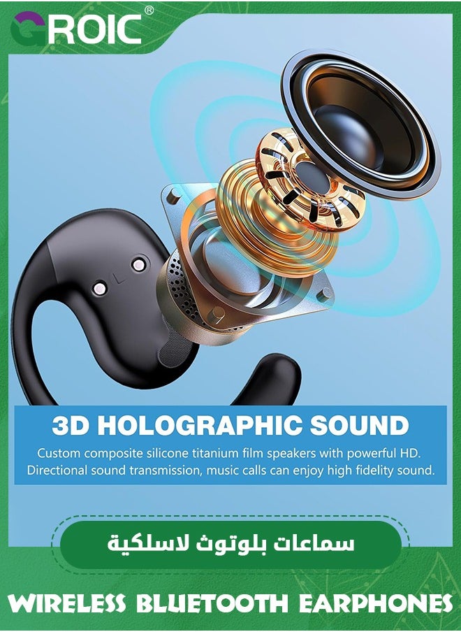 GROIC The Black Earphone Wireless Bluetooth, Headphones, Earbuds Bluetooth Headphones,Ipx5 Waterproof Stereo Noise Reduction BT 5.4 Earphones  - Image 3