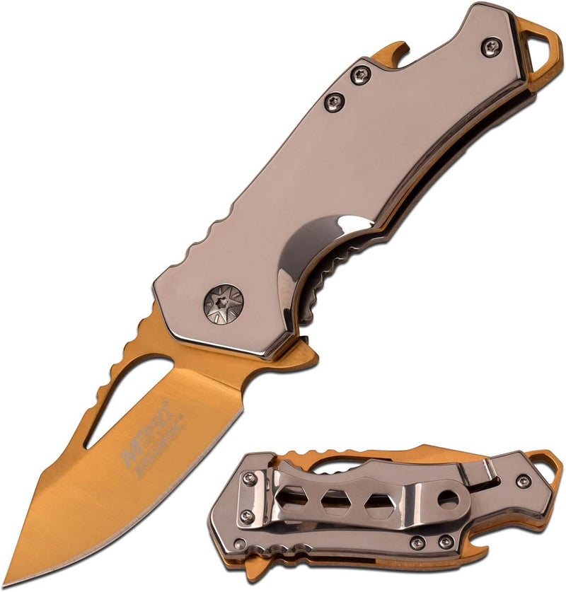 MTECH USA – Pocket Folding Knife – Fine Edge Steel Blade, Aluminum/Nylon Fiber Handle, Bottle Opener and Pocket Clip, Tactical, EDC, Self Defense- MT-A882 - Image 1