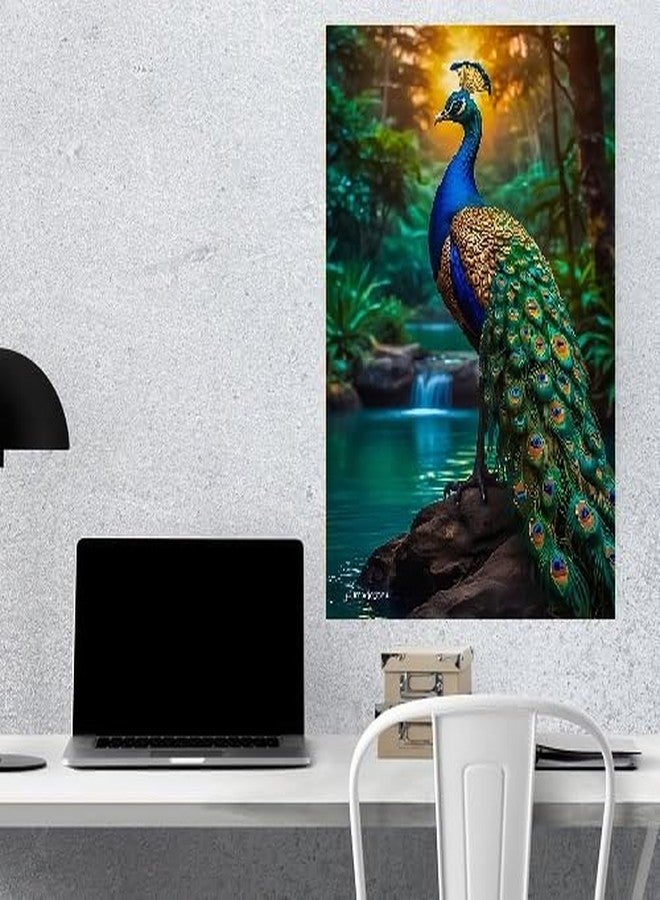 Fliptic Peacock Poster for Wall Vastu, Stylish Peacock Artwork for Home & Office Decoration, 12 x 18 Inch, 300 GSM Paper, Pack of 1 - Image 3