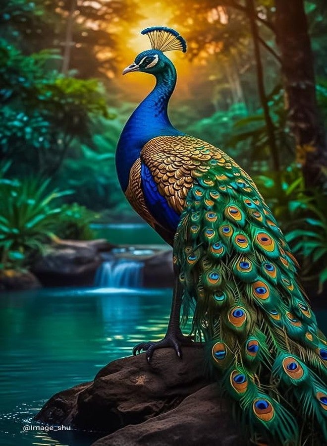 Fliptic Peacock Poster for Wall Vastu, Stylish Peacock Artwork for Home & Office Decoration, 12 x 18 Inch, 300 GSM Paper, Pack of 1 - Image 1