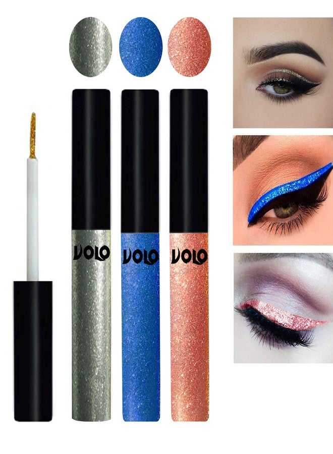 Volo WATERPROOF GLITTER EYE LINER (Entick Silver, Sky Blue, Rose Gold) - Image 1