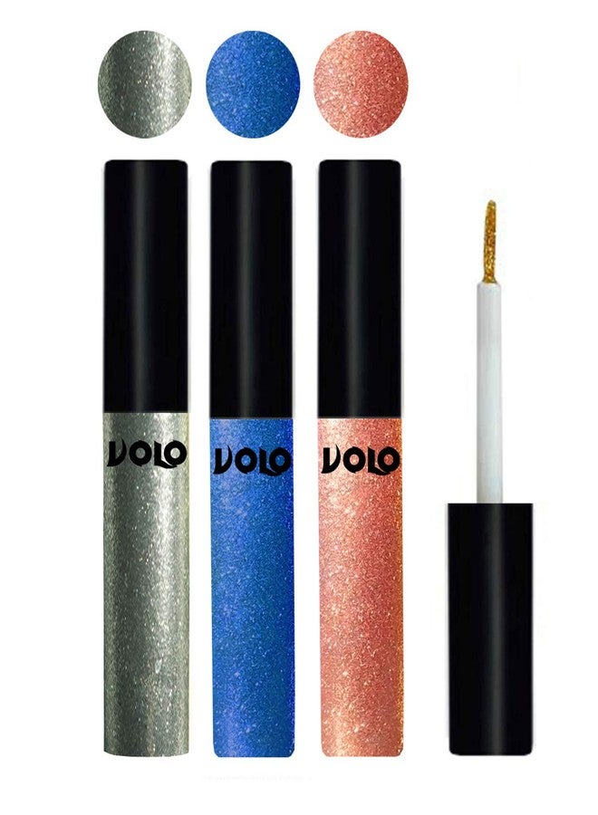 Volo WATERPROOF GLITTER EYE LINER (Entick Silver, Sky Blue, Rose Gold) - Image 3