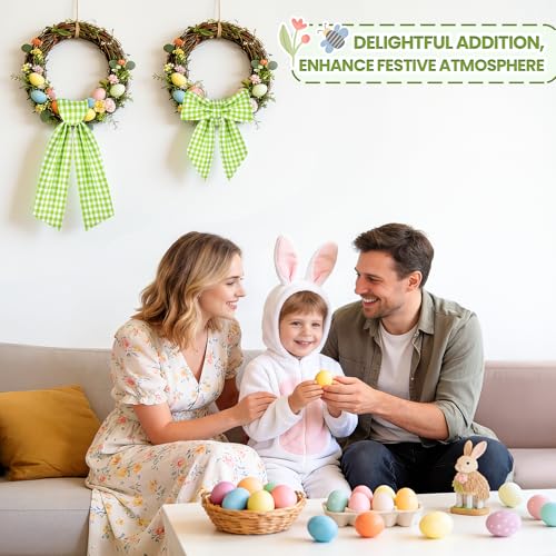 HOMEBROS Spring Wreath Sash, 56 Inch Green and White Plaid Front Door Wreath Sash for Holiday Indoor Outdoor Decorations, 1 Pcs - Image 4