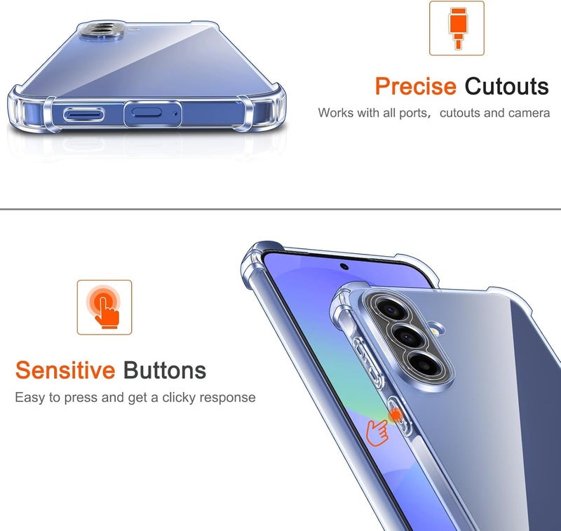 بارالونا غطاء شفاف لهاتف Samsung Galaxy A57، مقاوم للاصفرار، [وسائد هوائية في الزوايا الأربع، حماية من الدرجة العسكرية] حافظة حماية مضادة للصدمات، غلاف شفاف رقيق من TPU مقاوم للخدوش - Image 3
